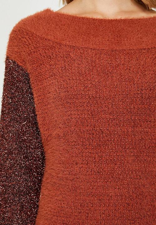 Koton - Bardot knitted jumper - brown & burnt orange
