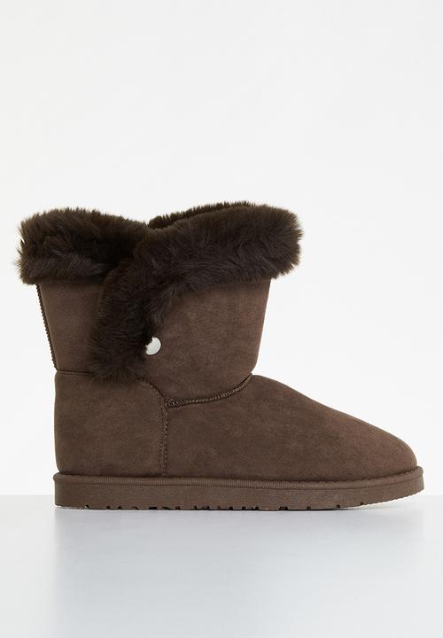 Jada - Faux shearling ankle boot - brown