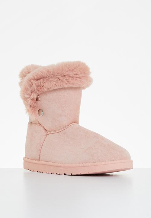 Jada - Faux shearling ankle boot - blush