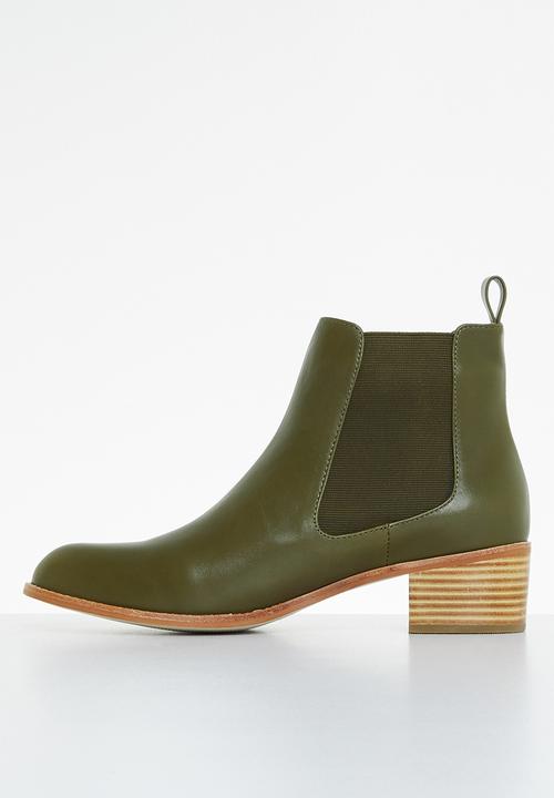 Julz - Leah leather chelsea boot - olive