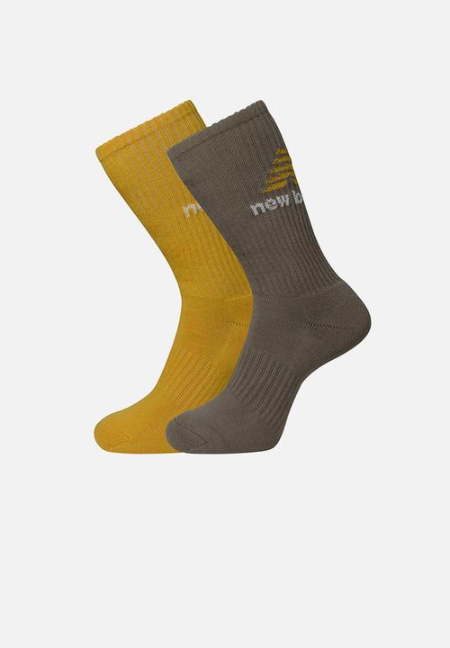 New Balance  - NB Uni-sentials Crew Sock 2pk - grey & mustard