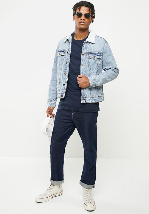 Cotton On - Borg denim jacket - distress blue
