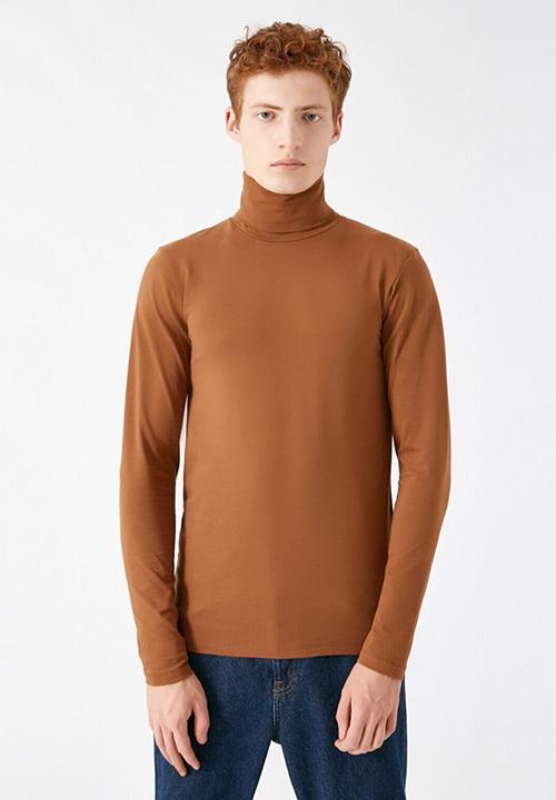 Koton - Kev roll neck long sleeve tee - brown