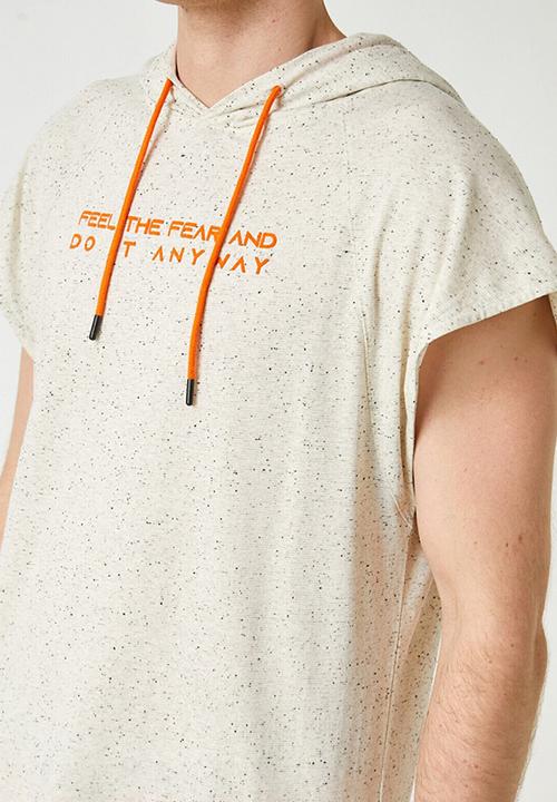 Koton - Printed hooded T-shirt - grey