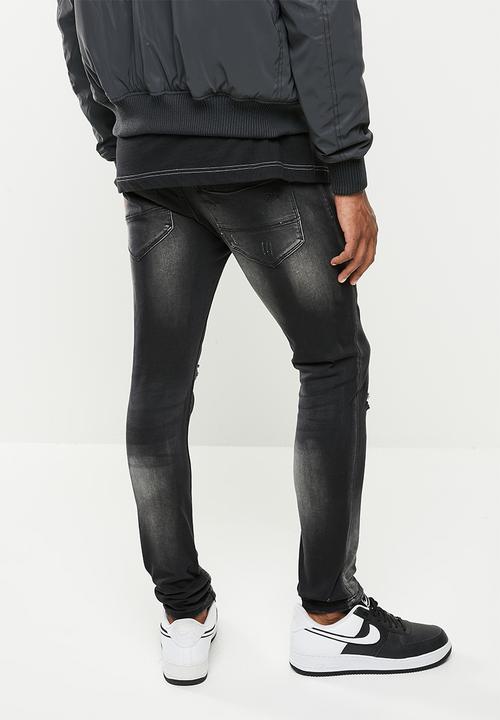 Alpha Industries - Texas skinny rip jeans - black