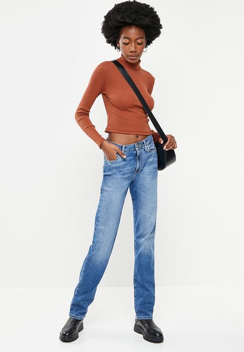 Trendyol - Ribbed turtleneck crop top - rust