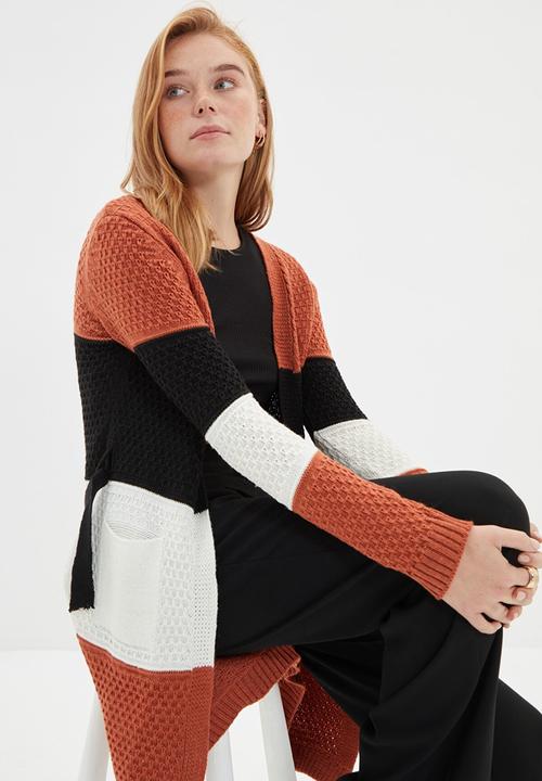 Trendyol - Color block knitwear cardigan  - brown