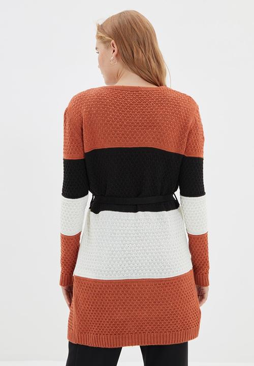 Trendyol - Color block knitwear cardigan  - brown