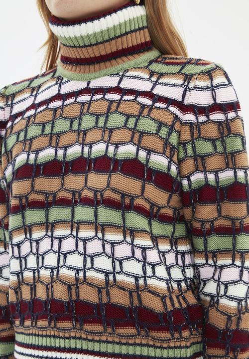 Trendyol - Striped turtleneck knitwear sweater  - multi