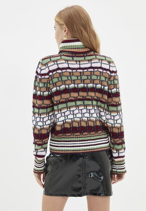 Trendyol - Striped turtleneck knitwear sweater  - multi