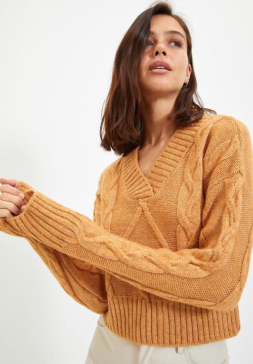 Trendyol - Knit detailed knitwear sweater  - camel