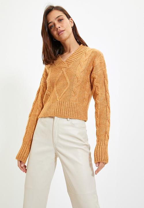 Trendyol - Knit detailed knitwear sweater  - camel