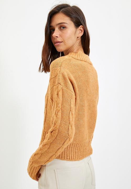 Trendyol - Knit detailed knitwear sweater  - camel