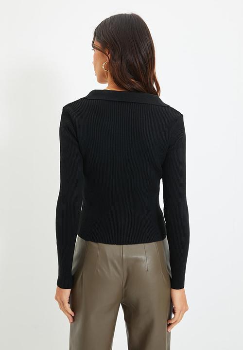 Trendyol - Tie detailed knitwear sweater  - black