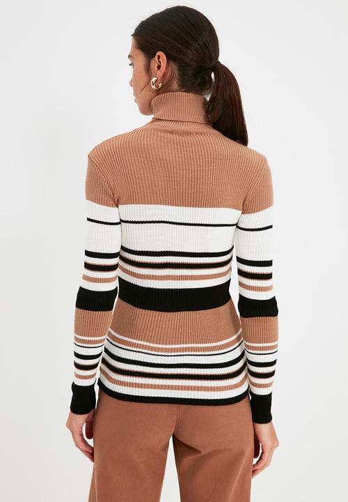 Trendyol - Striped turtleneck knitwear sweater  - multi