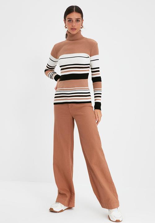 Trendyol - Striped turtleneck knitwear sweater  - multi