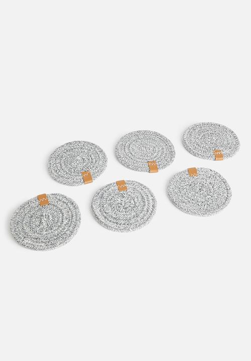 Sixth Floor - Dipuo rope coaster set of 6 - Dove Grey