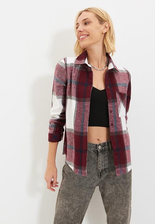 Trendyol - Plaid shirt - burgundy
