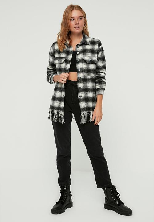 Trendyol - Tasseled shirt  - black & white