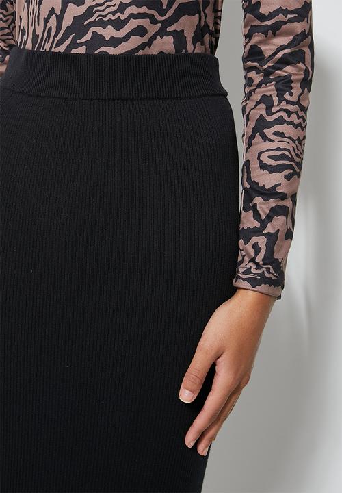 Superbalist - Knitwear column midi skirt - black