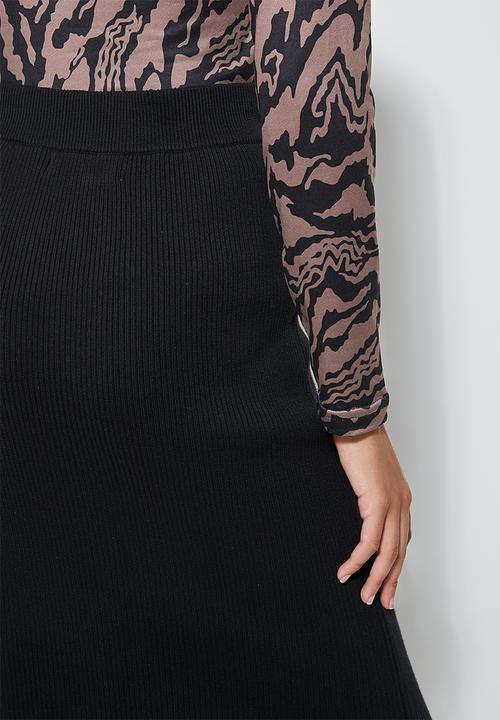Superbalist - Knitwear column midi skirt - black
