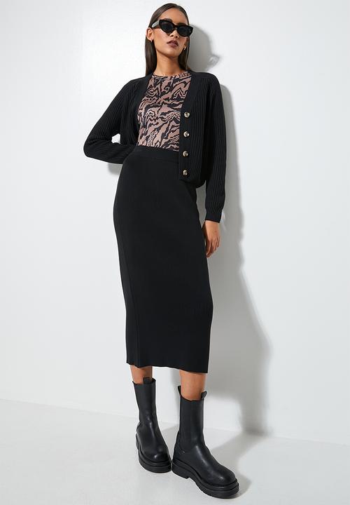 Superbalist - Knitwear column midi skirt - black