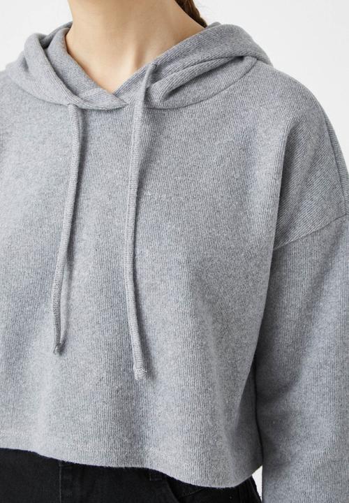 Koton - Hooded cotton sweater - grey