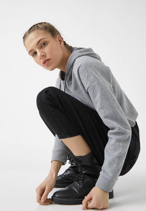 Koton - Hooded cotton sweater - grey
