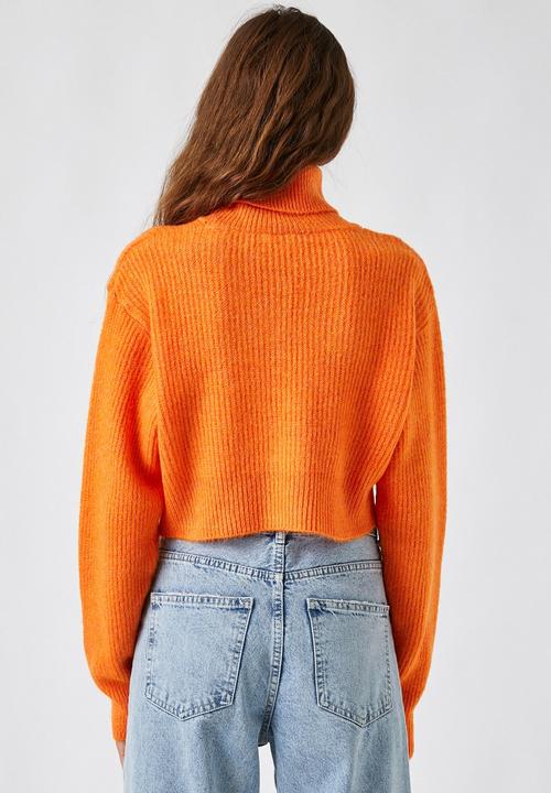 Koton - Crop turtleneck ribbed sweater - orange