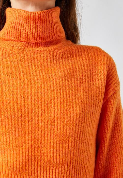 Koton - Crop turtleneck ribbed sweater - orange