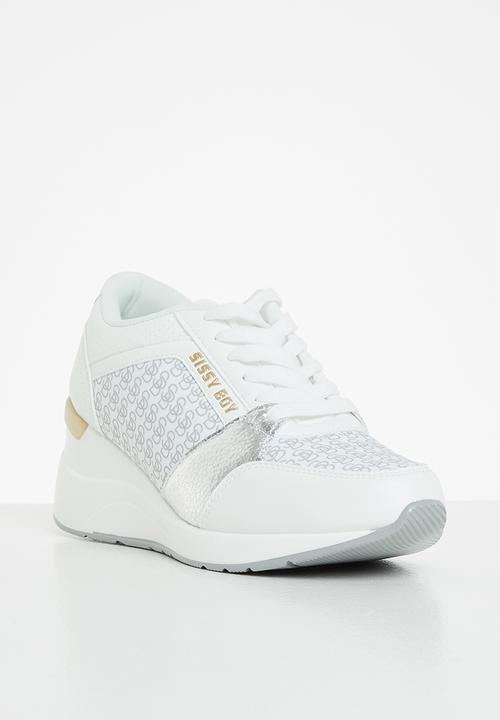 SISSY BOY - Logomania wedge sneaker - white