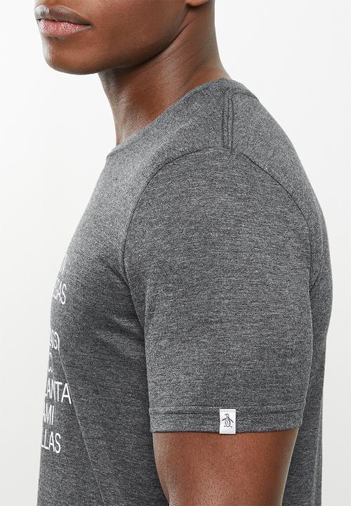 Original Penguin - Penguin split tee- charcoal heather