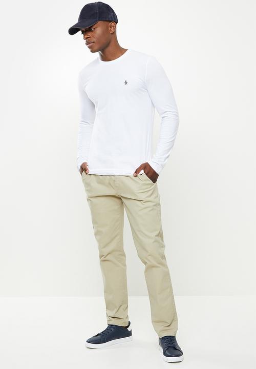 Original Penguin - Long sleeve embroidered logo - bright white