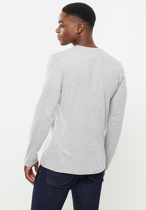 Original Penguin - Long sleeve embroidered logo - rain heather