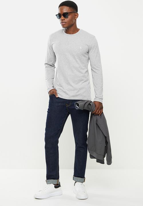 Original Penguin - Long sleeve embroidered logo - rain heather