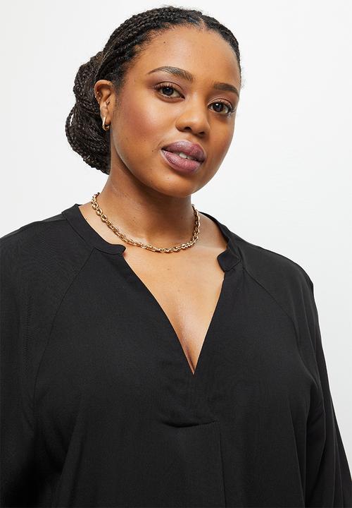 edit Plus - Mandarin collar blouse - black