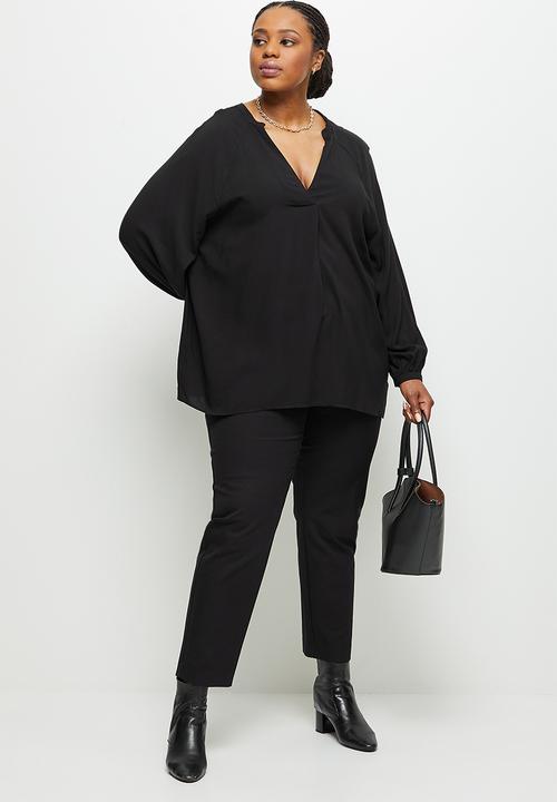 edit Plus - Mandarin collar blouse - black