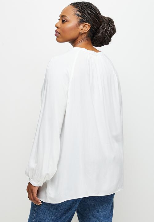 edit Plus - Mandarin collar blouse - milk