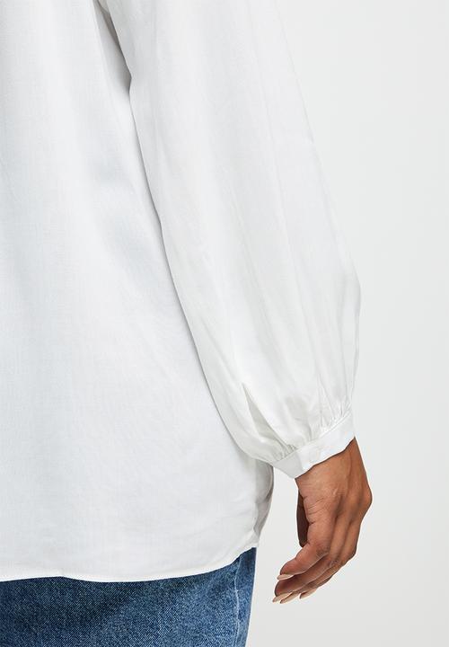 edit Plus - Mandarin collar blouse - milk