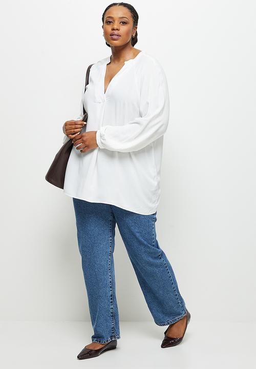 edit Plus - Mandarin collar blouse - milk