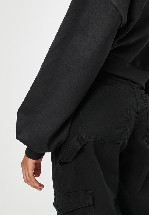 Blake - Graphic cropped crew sweat - black