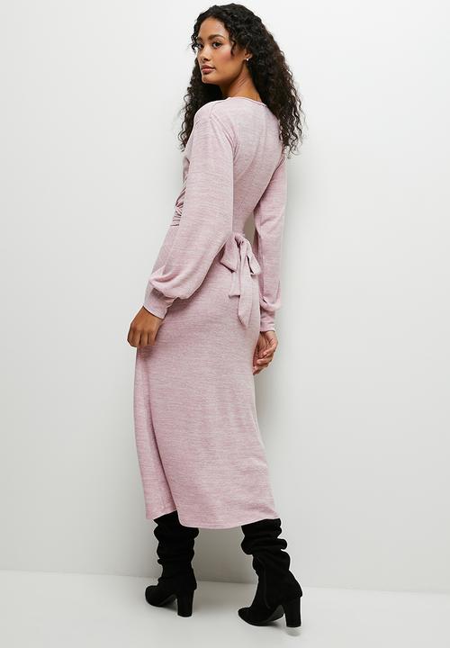 MILLA - Wrap front touch midi dress - ash rose