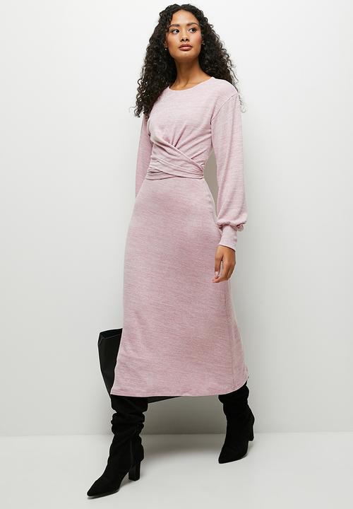MILLA - Wrap front touch midi dress - ash rose