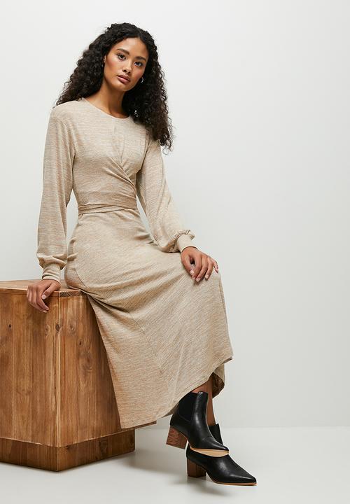 MILLA - Wrap front touch midi dress - latte