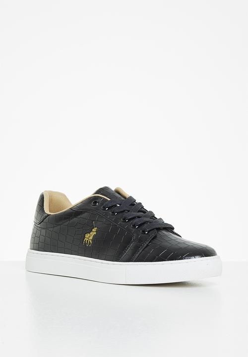 POLO - Embossed croc sneaker - black