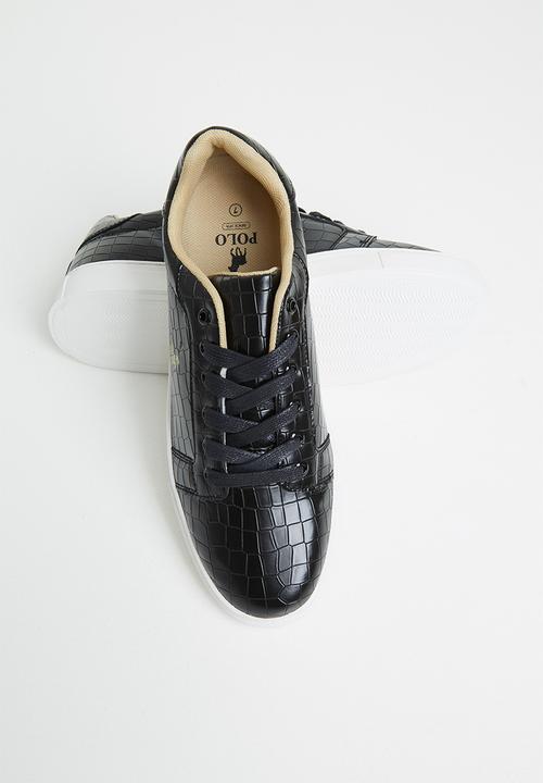 POLO - Embossed croc sneaker - black