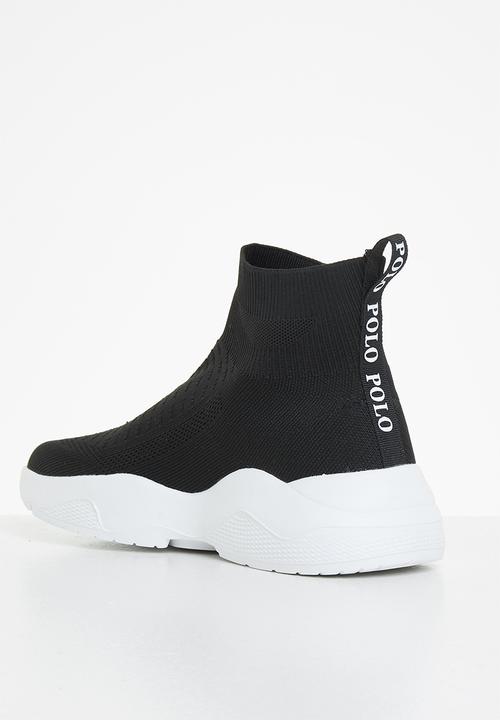 POLO - Jacquard elastic slip on sneaker - black