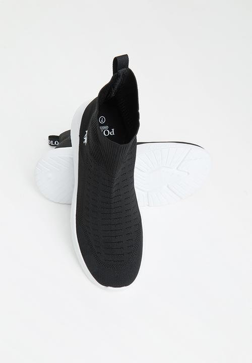 POLO - Jacquard elastic slip on sneaker - black