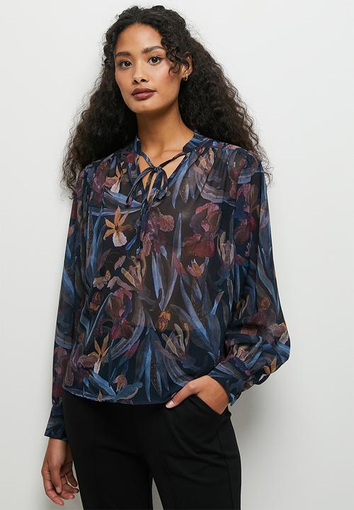 edit - Sheer blouse - ink iris floral