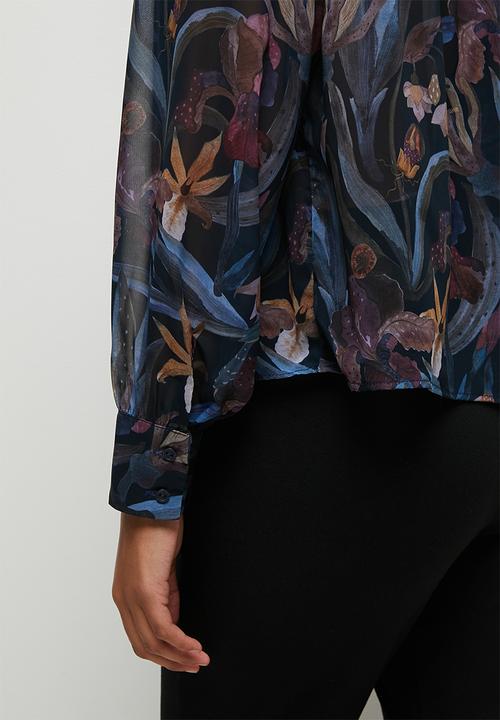 edit - Sheer blouse - ink iris floral